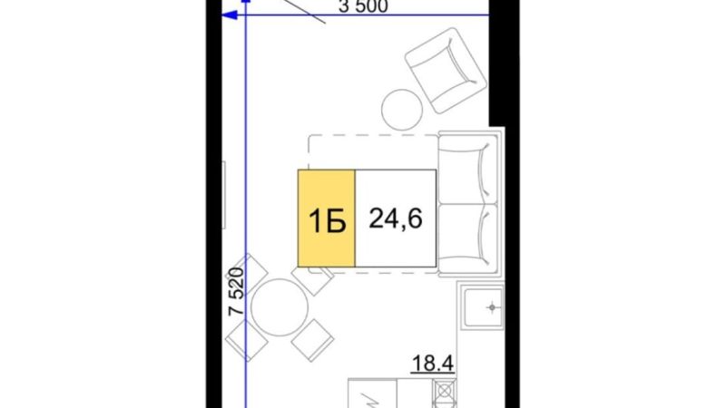Продаю 1-комнатные апартаменты от застройщика, 24.6 м², Анапа, проезд Сосновый, Литер                                                     2
